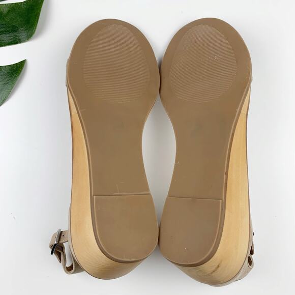Steve Madden Kenmar Wood Wedge Sandals Ankle Strap Tan Faux Suede Women's 9.5 - Picture 12 of 12